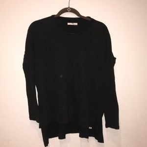 Black sweater with gray stripes